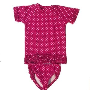 Rufflebutts Big Girls Berry Polka Dot Swimsuit